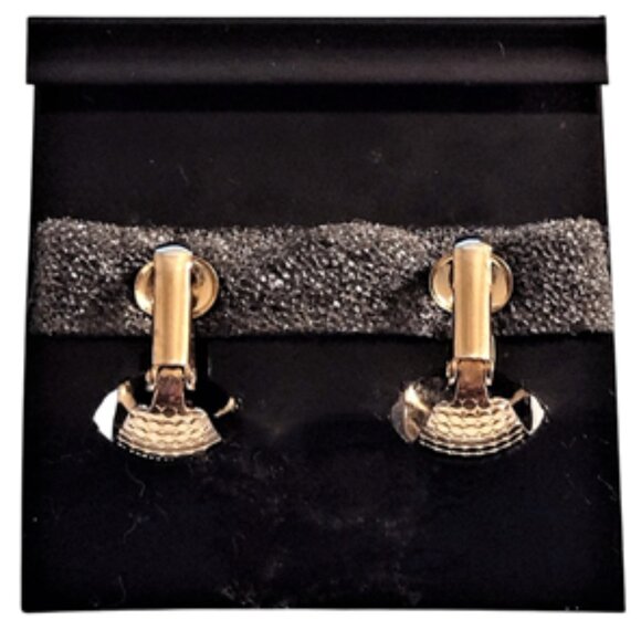 3/4" Small Dot Graduated Band Hoop Clip On Earrings Gold Tone Vintage Wide Botto - Picture 2 of 3